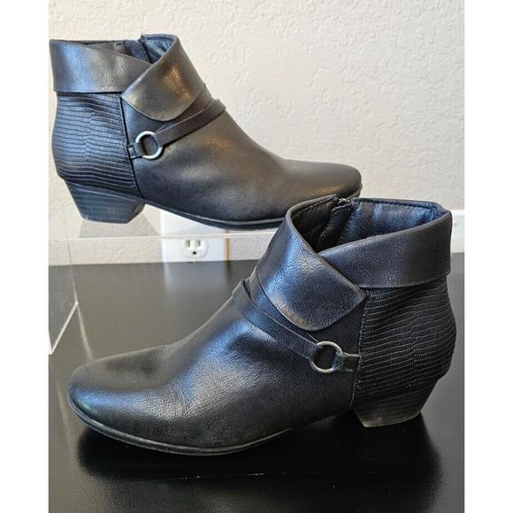 Kim Rogers Women's Zip-Up Ankle Boot Black Size Cuffed‎ Style Sz 8M - Picture 1 of 3